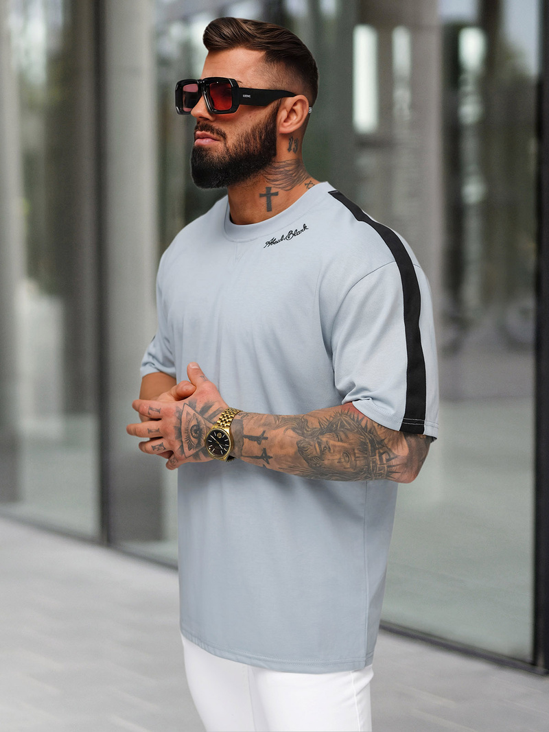 Ανδρικό μπλουζάκι ανοιχτό-μπλε OZONEE O/QQ1195