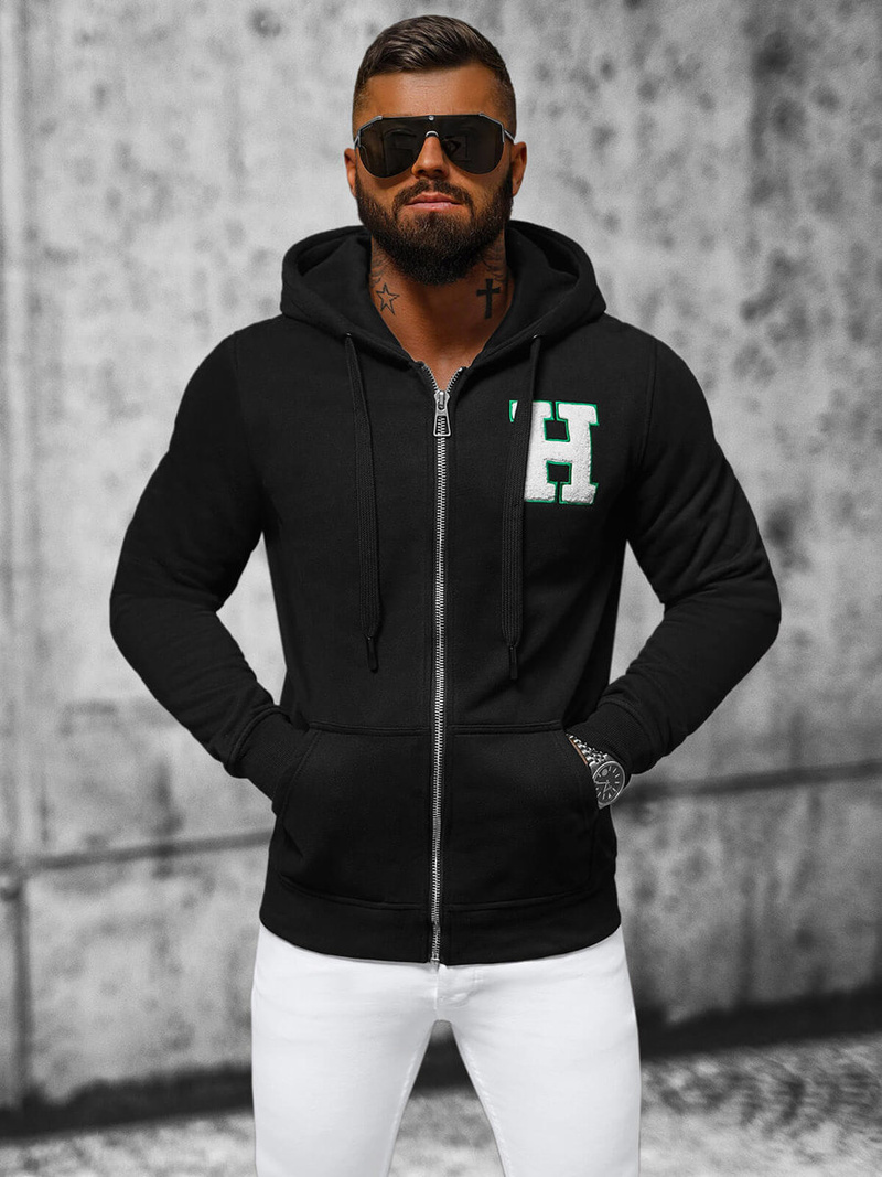 Ανδρικό Φούτερ με kουκούλα μαύρο OZONEE NB/MF2006