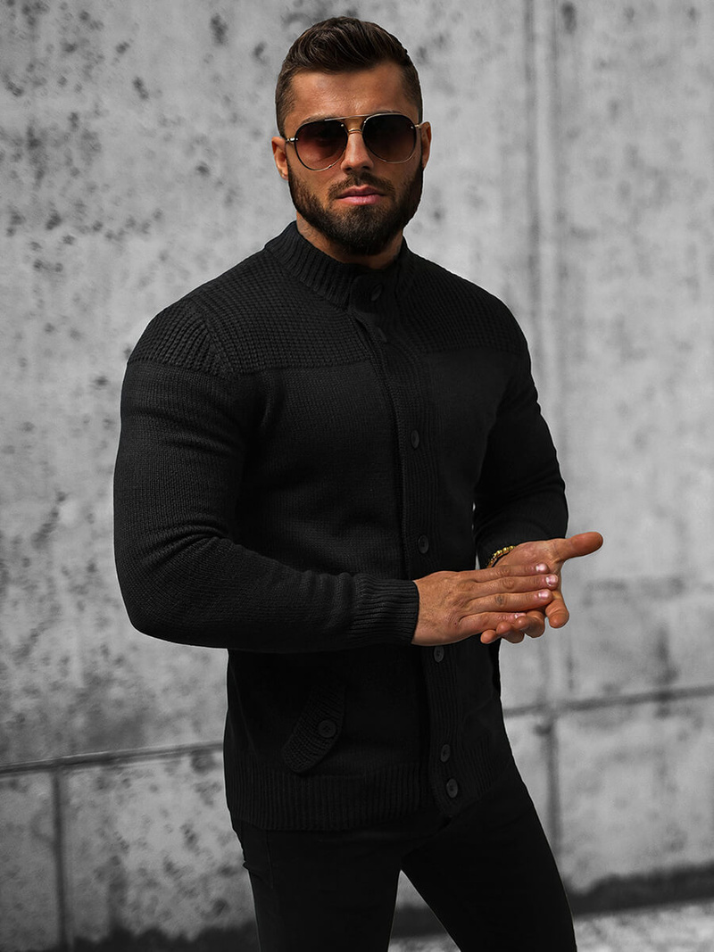 Ανδρικό πουλόβερ mαύρος OZONEE NB/MM6011/4