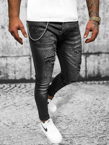 Ανδρικό τζιν παντελόνι mαύρος OZONEE O/MB465