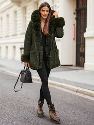 Γυναικείο χειμερινό μπουφάν Πράσινος OZONEE JS/16M9062/136Z