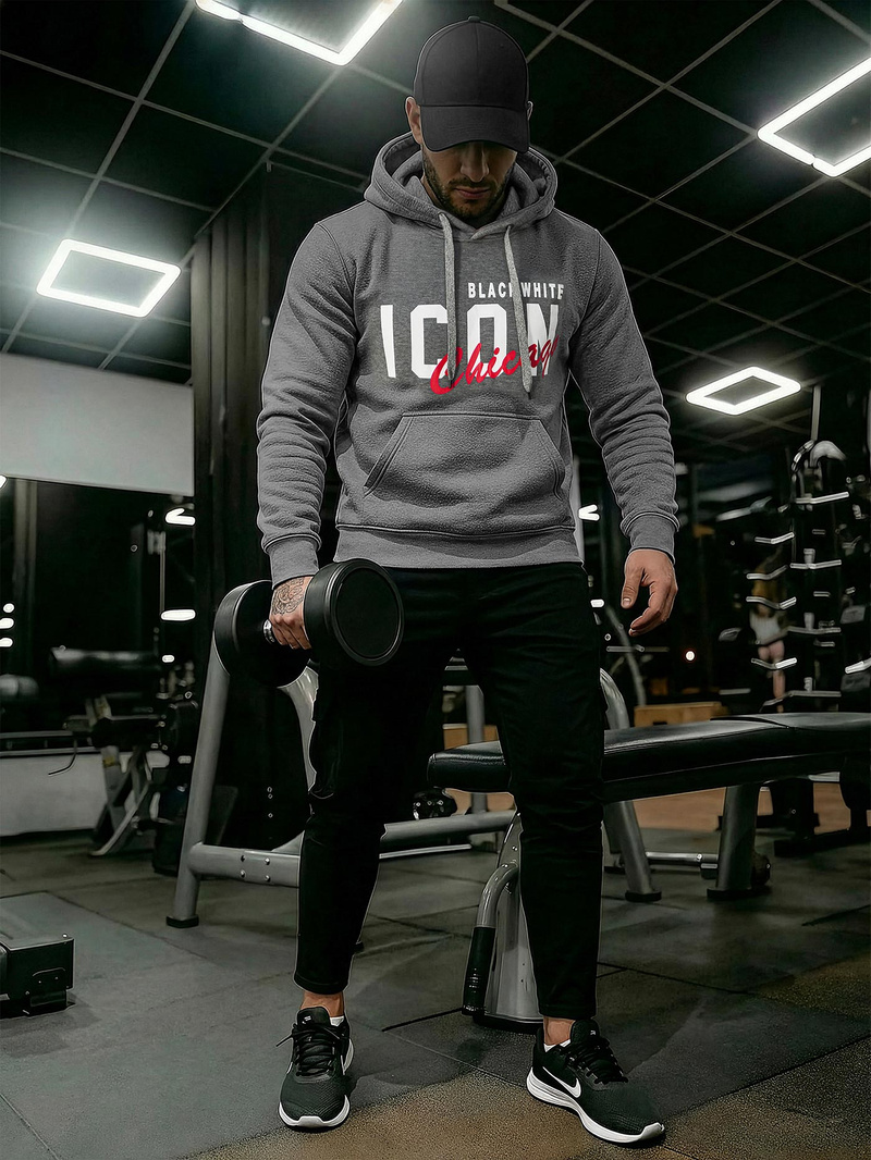 Ανδρικό Φούτερ με Κουκούλα γραφίτη OZONEE JS/8B1736/5