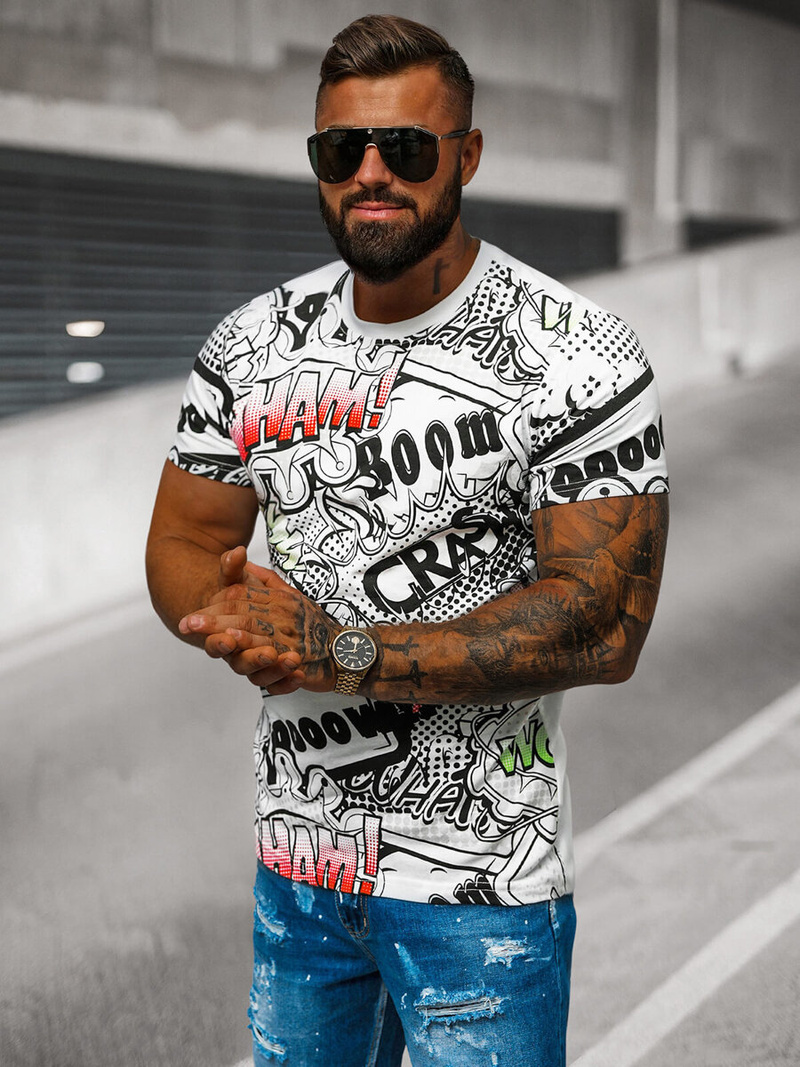 Ανδρικό μπλουζάκι λευκό OZONEE O/T137/1