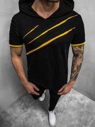 Ανδρικό μπλουζάκι με κουκούλα μαύρο-κίτρινο OZONEE O/1187XZ
