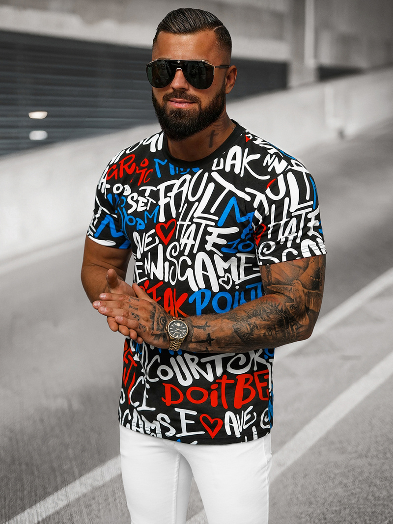 Ανδρικό μπλουζάκι μαύρο OZONEE O/T1271/3