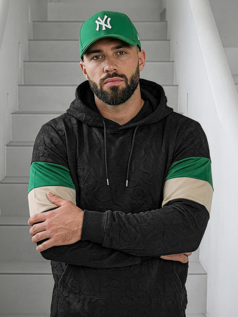 Ανδρικό Φούτερ με Κουκούλα μαύρο OZONEE JS/3B578