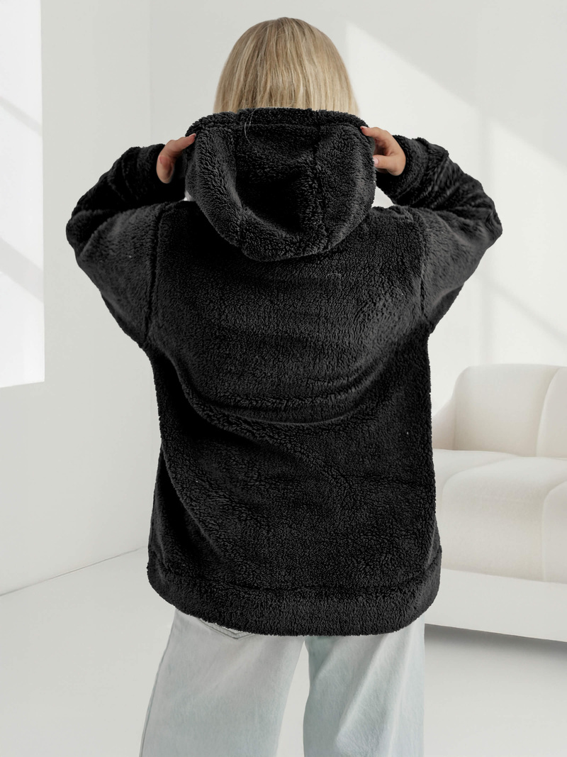 Γυναικείο φούτερ με κουκούλα μαύρο OZONEE JS/HH192/3