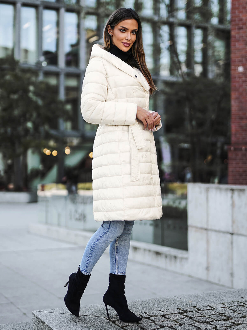 Γυναικείο παλτό εκρού OZONEE JS/5M3159/254Z