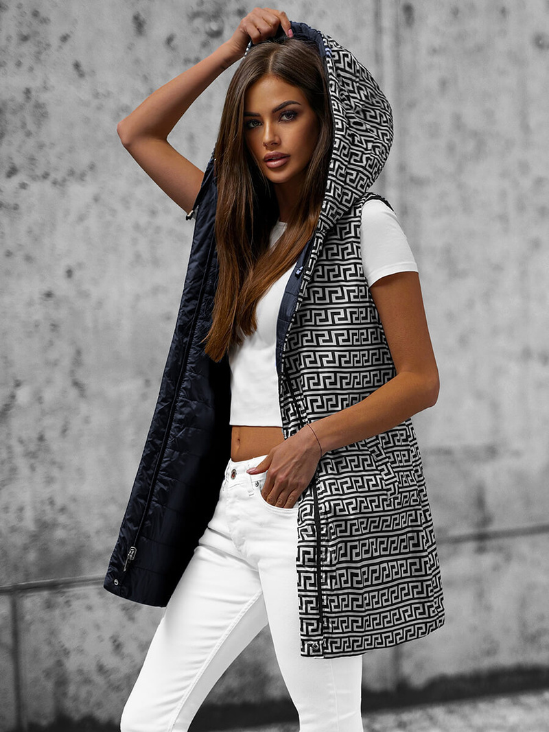 Γυναικείο αμάνικο μπουφάν ναυτικό μπλε OZONEE JS/16M9066/215