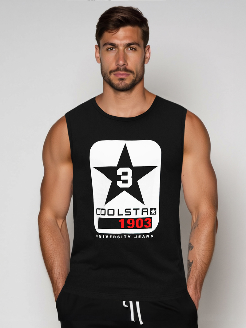 Ανδρικό αμάνικο μπλουζάκι mαύρος OZONEE JS/8B1719/3