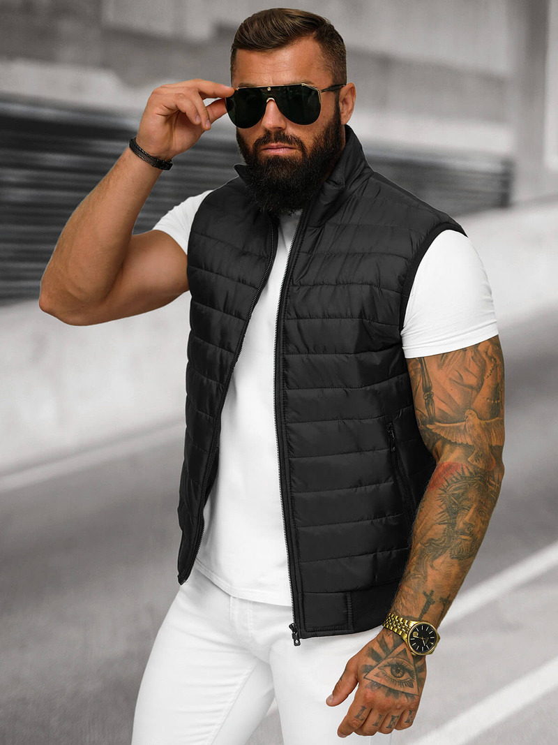 Ανδρικό αμάνικο μπουφάν μαύρο OZONEE JS/MY77Z