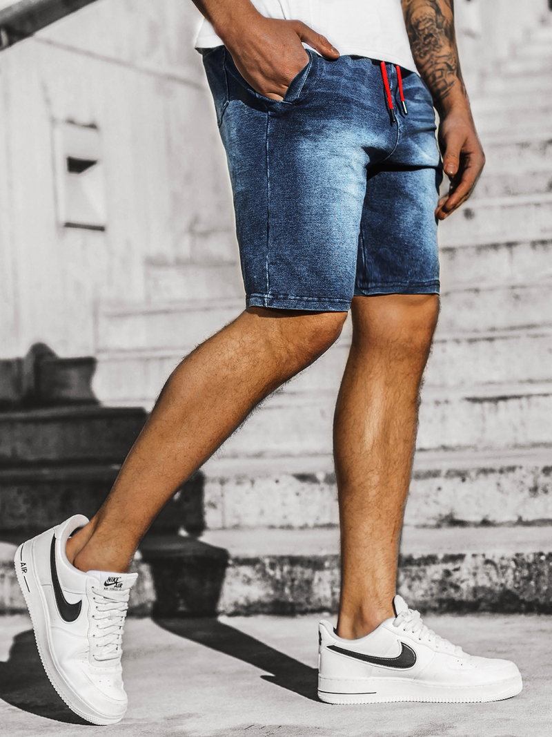 Ανδρικό σόρτς τζιν μπλε-Κόκκινο OZONEE JS/KK1071