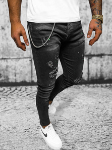 Ανδρικό τζιν παντελόνι mαύρος OZONEE O/MB460