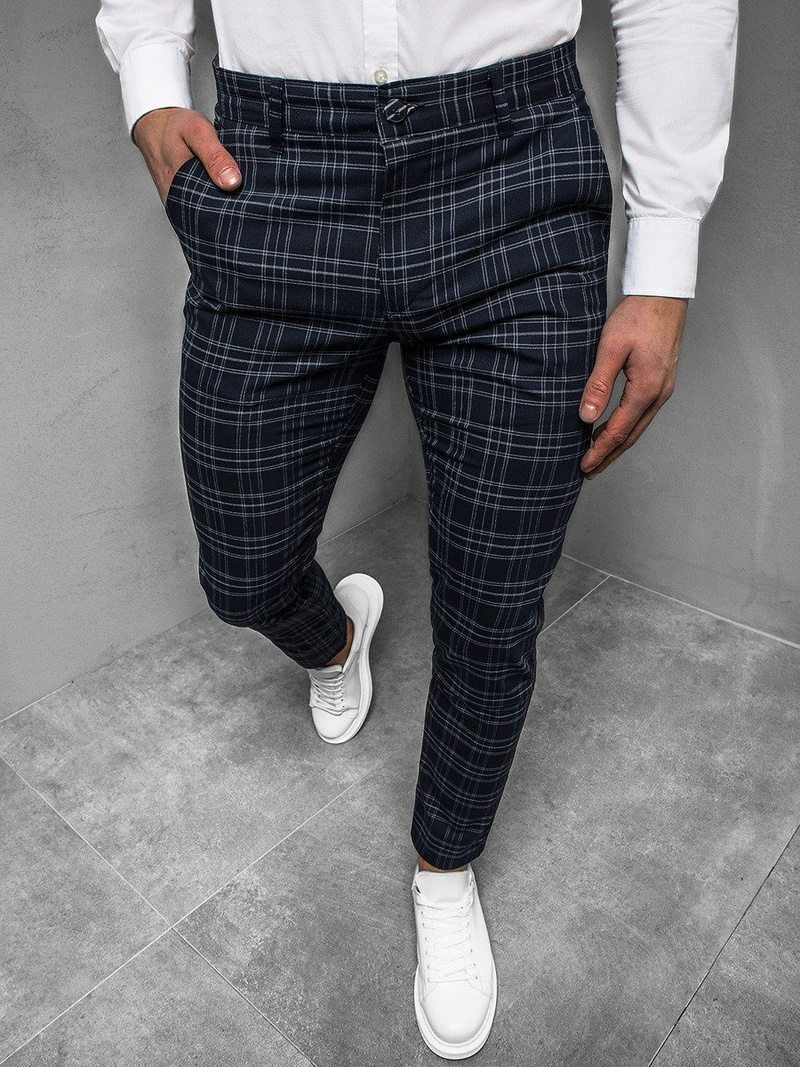 Ανδρικό παντελόνι chino μπλε OZONEE DJ/5508