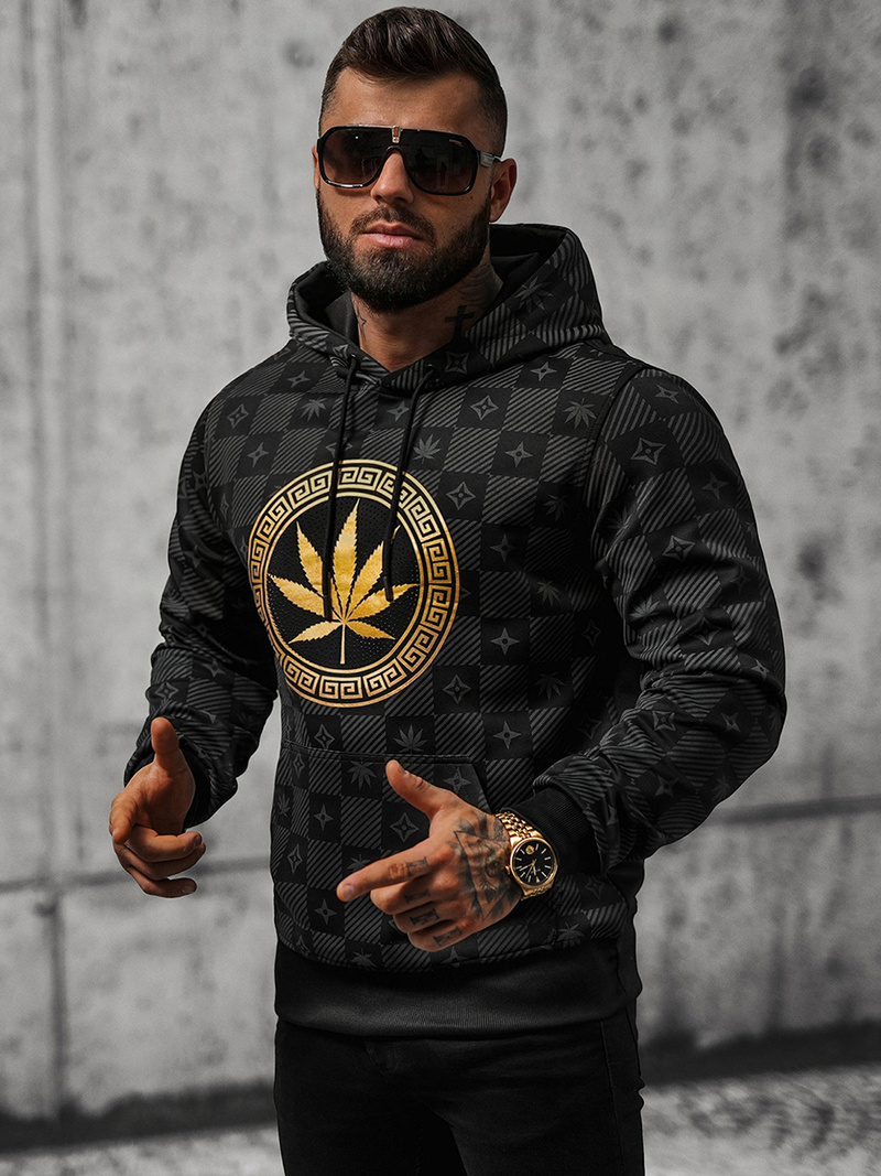 Ανδρικό Φούτερ με kουκούλα μαύρο OZONEE O/B265