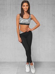 Γυναικείο σετ φόρμας δύο κομματιών μαύρο-λευκό OZONEE O/MS016Z