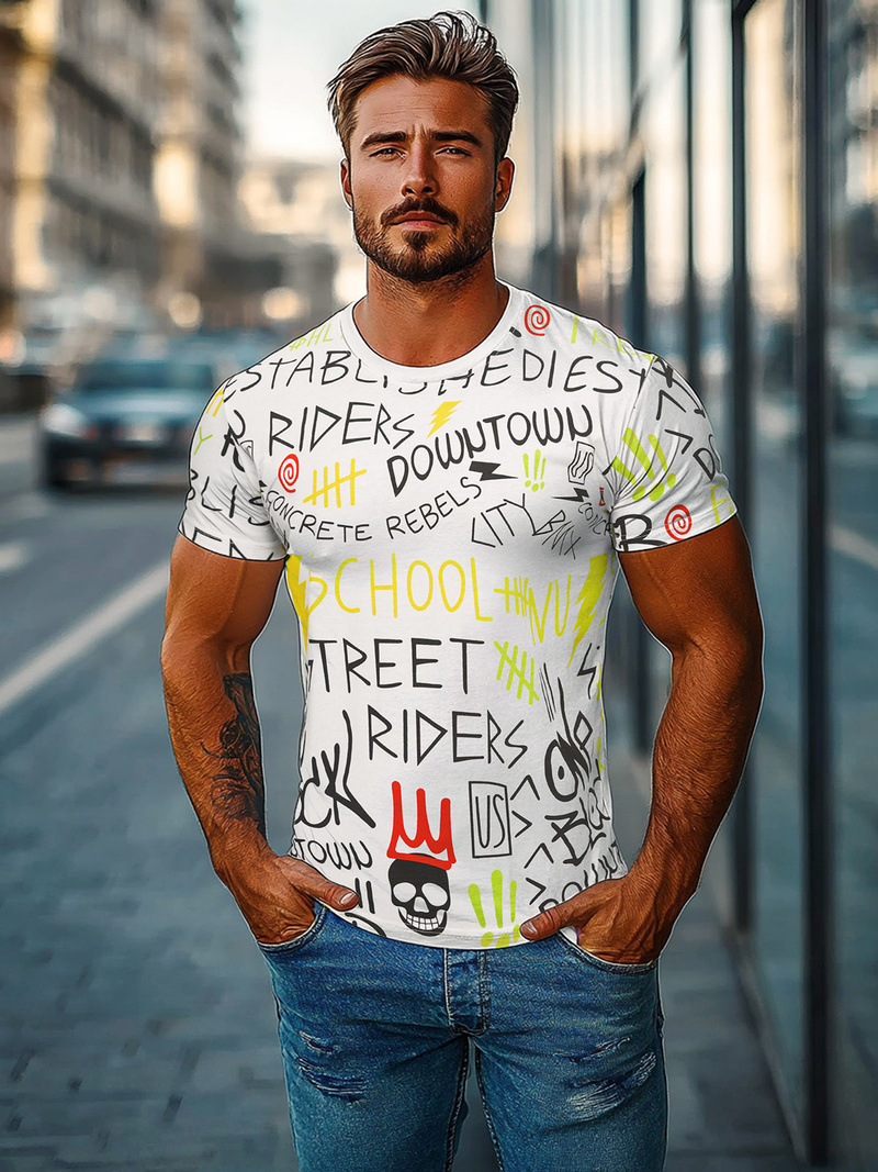 Ανδρικό μπλουζάκι λευκό OZONEE JS/8T1212/1Z