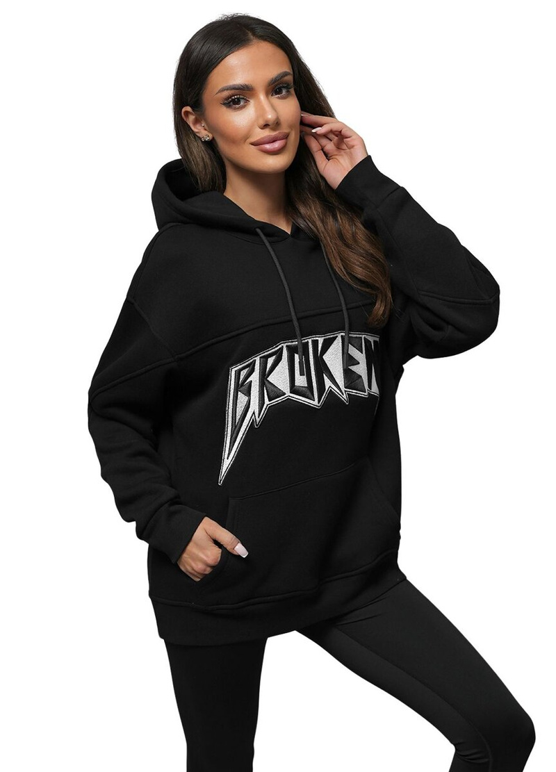 Φούτερ με Κουκούλα μαύρο OZONEE O/SWE23019Z