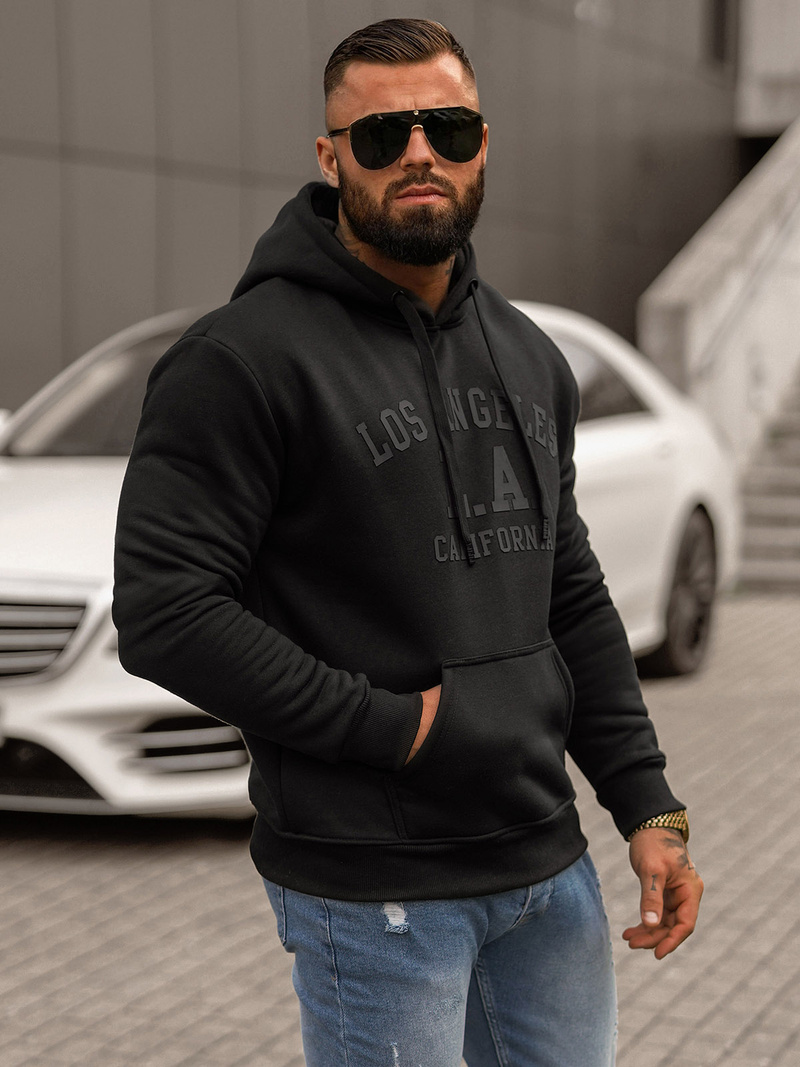 Ανδρικό Φούτερ με Κουκούλα μαύρο OZONEE JS/8B1356/3