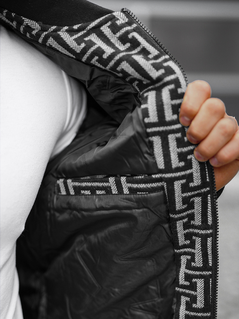 Ανδρικό μπουφάν mαύρο και γκρι OZONEE O/3A55