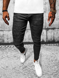 Ανδρικό τζιν παντελόνι mαύρος OZONEE E/6540/01