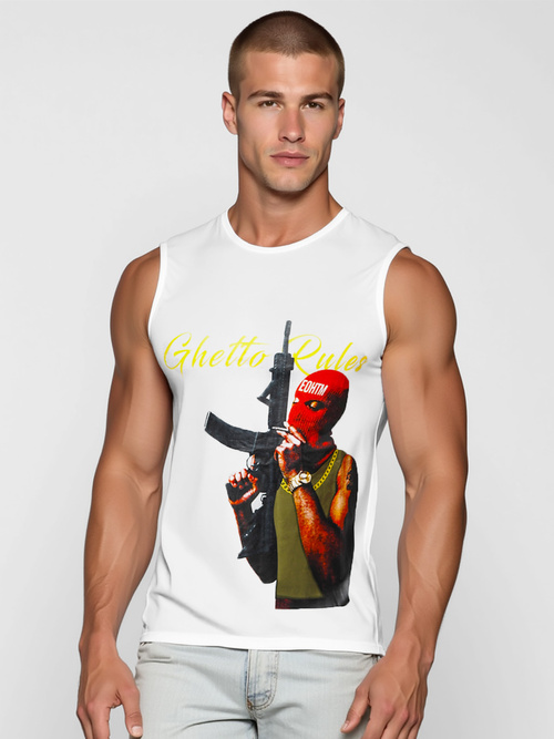 Ανδρικό αμάνικο μπλουζάκι λευκό OZONEE O/T107/1Z