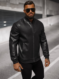 Ανδρικό δερμάτινο μπουφάν μαύρο OZONEE O/88120