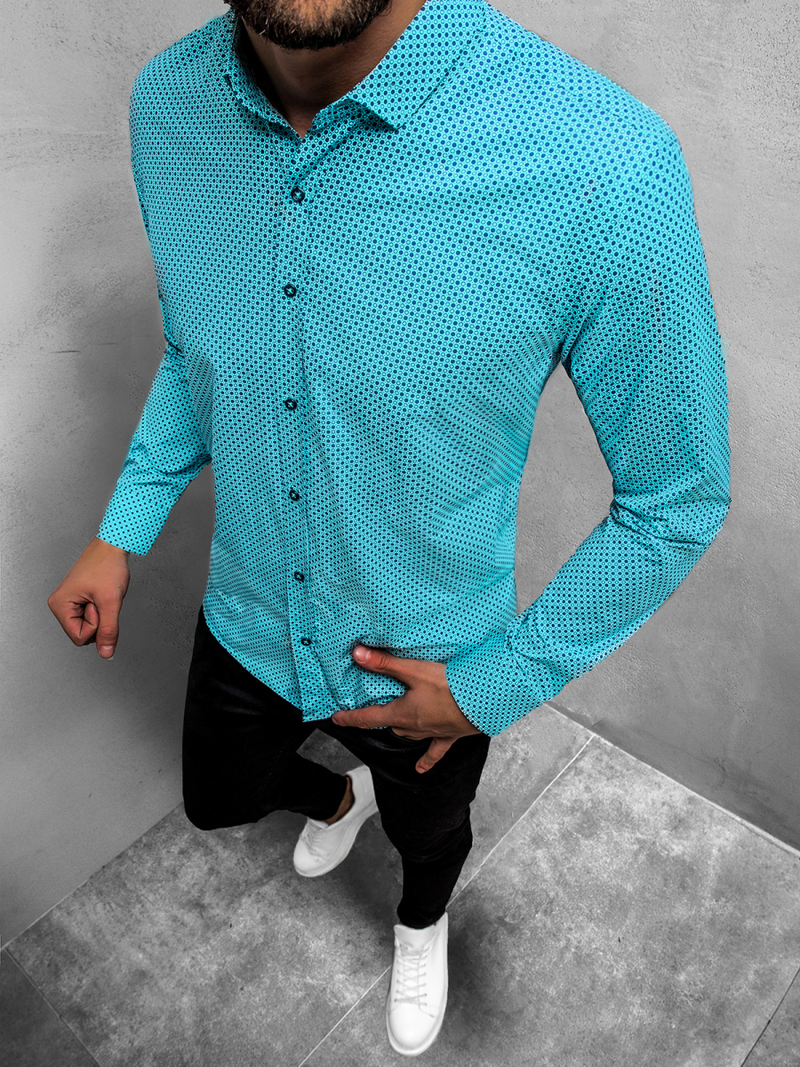 Ανδρικό πουκάμισο μέντα OZONEE O/3010/23