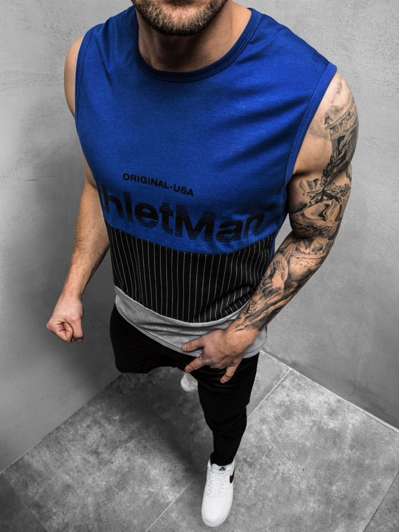 Ανδρικό αμάνικο μπλουζάκι μπλε OZONEE JS/SS11065Z