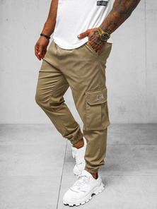 Ανδρικό παντελόνι jogger κάμελ OZONEE O/G3006Z