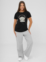 Γυναικείο μπλουζάκι μαύρο OZONEE DJ77806