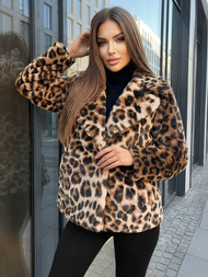 Γυναικεία μπουφάν σε μπεζ-καφέ χρώμα OZONEE JS/61M8500/158Z