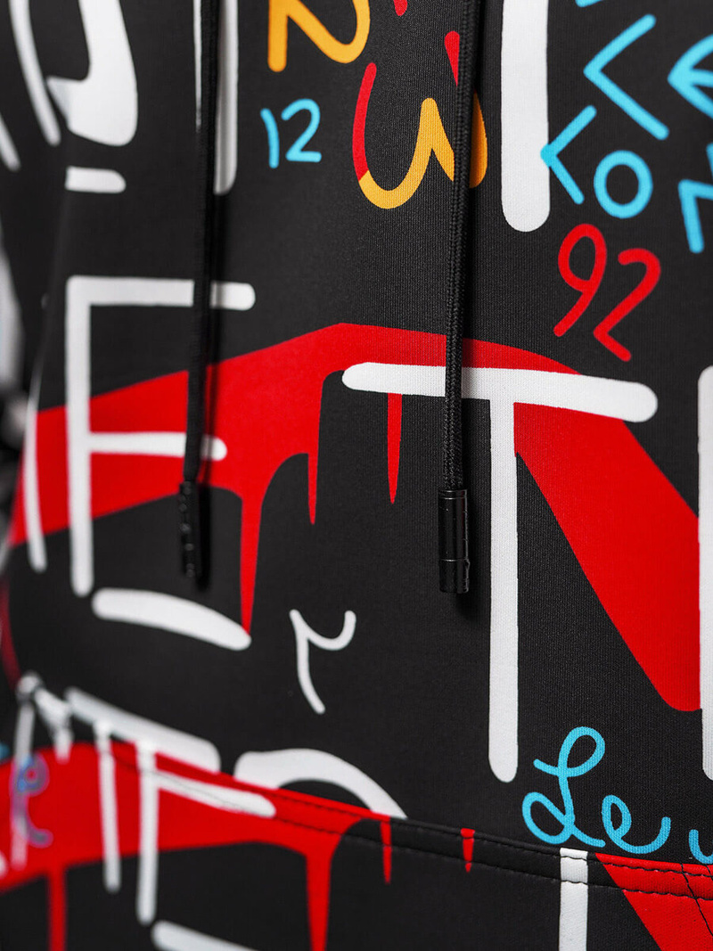 Ανδρικό Φούτερ με Kουκούλα Mαύρος OZONEE JS/8B1233/3