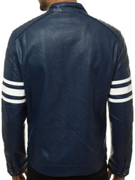 Ανδρικό δερμάτινο μπουφάν ναυτικό μπλε OZONEE YD/BF59359