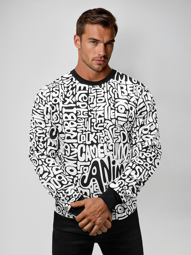 Ανδρικό Φούτερ λευκό OZONEE JS/8B1131/1Z