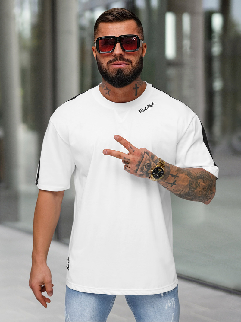 Ανδρικό μπλουζάκι λευκό OZONEE O/QQ1195