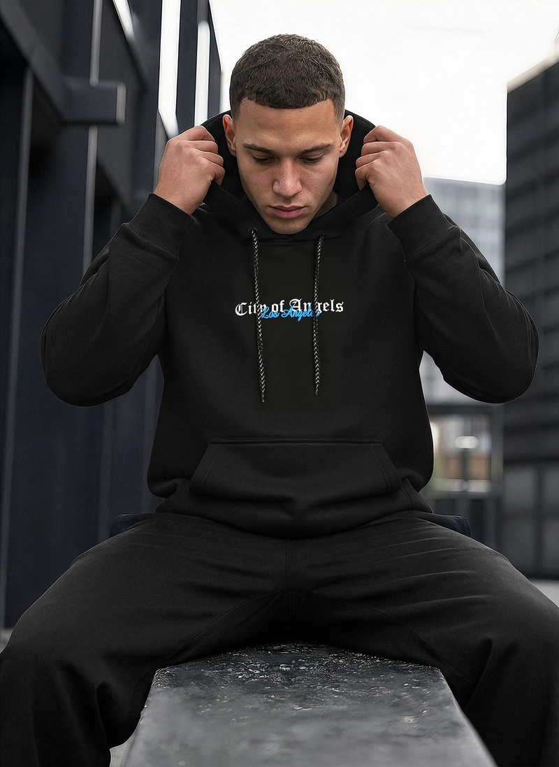 Ανδρικό Φούτερ με Κουκούλα μαύρο OZONEE JS/21B1901/3