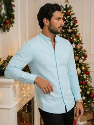 Ανδρικό πουκάμισο ανοιχτό-μπλε OZONEE O/V54