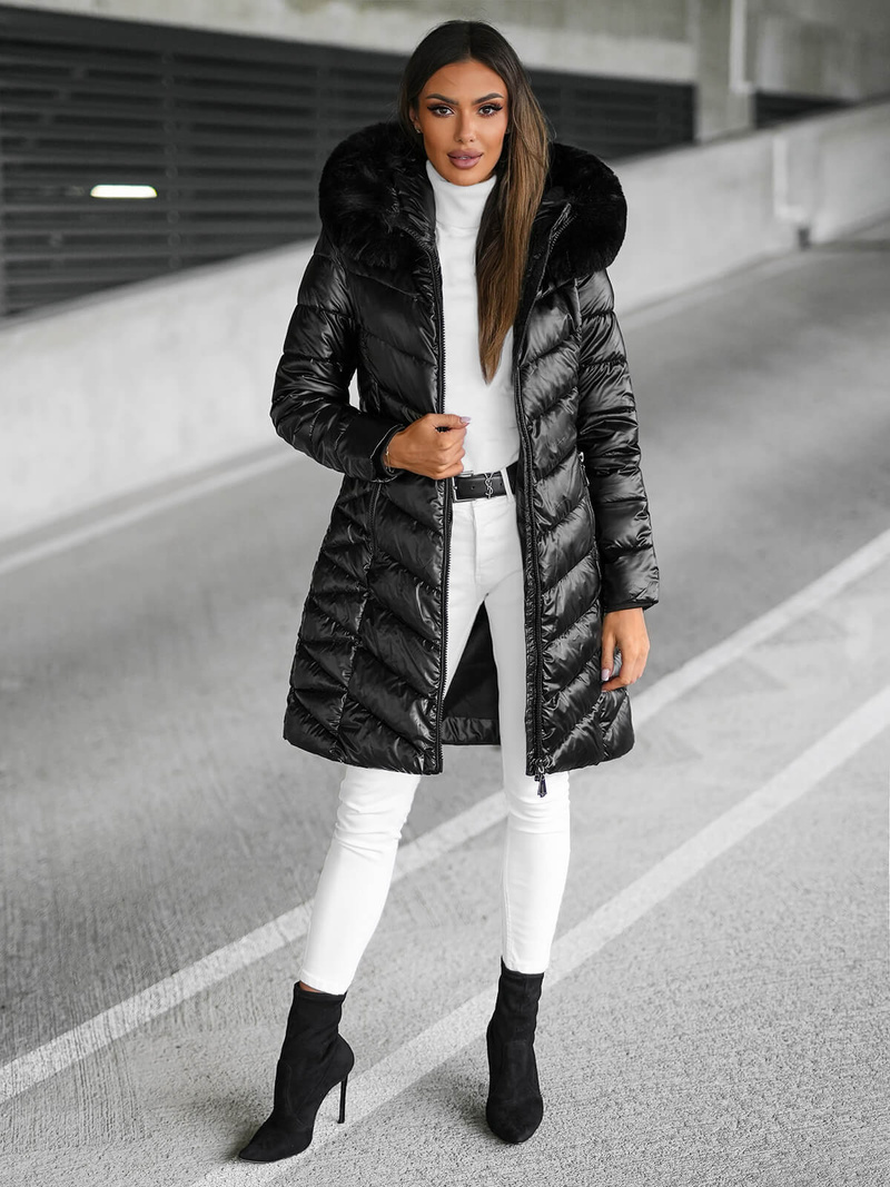 Γυναικείο μπουφάν μαύρο OZONEE JS/16M9100/392Z