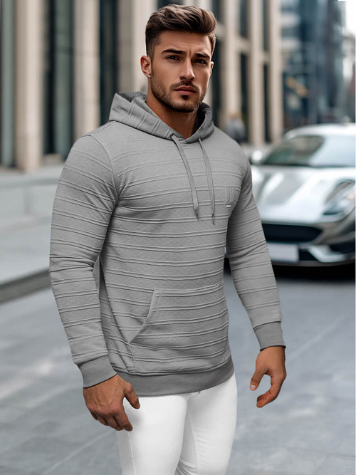 Ανδρικό Φούτερ με Κουκούλα Γκρί OZONEE O/TB2272Z