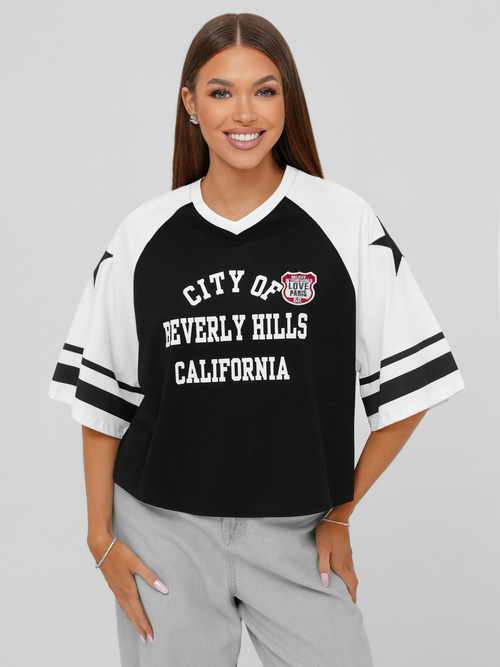 Γυναικείο μπλουζάκι μαύρο OZONEE JS/R62493