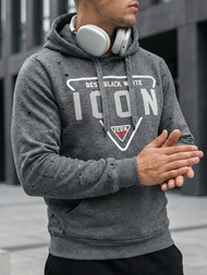 Ανδρικό Φούτερ με Κουκούλα γραφίτη OZONEE JS/8B1737/5