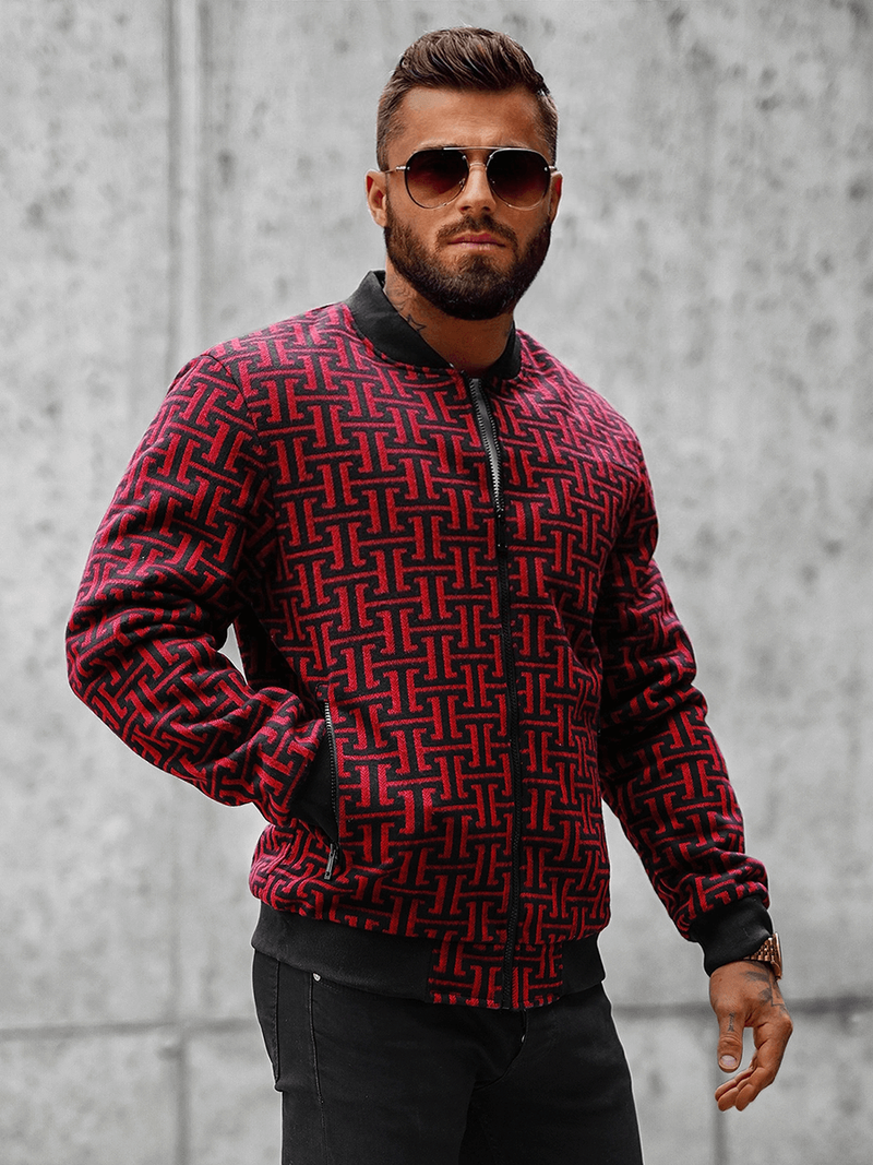 Ανδρικό μπουφάν kόκκινο και μαύρο OZONEE O/3A55