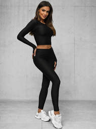 Γυναικείο σετ φόρμας δύο κομματιών μαύρο OZONEE O/22060Z