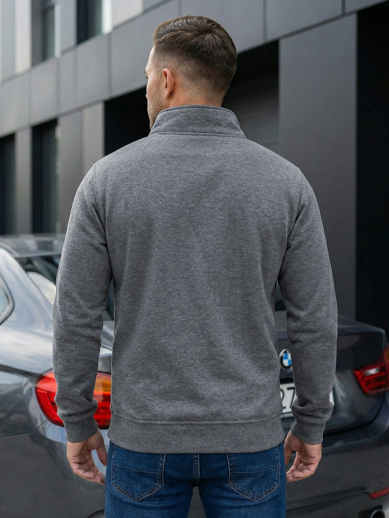 Ανδρικό φούτερ με φερμουάρ σκούρο-γκρι OZONEE JS/2002Z