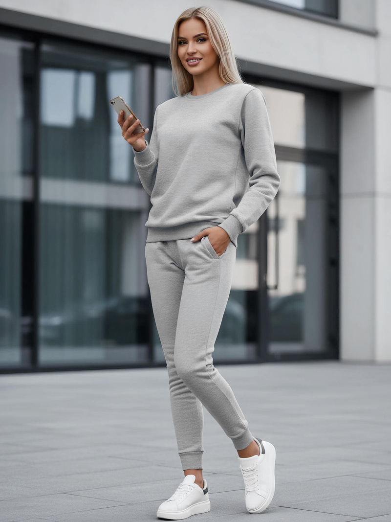 Γυναικείο σετ φόρμας δύο κομματιών γκρι OZONEE JS/CKW01