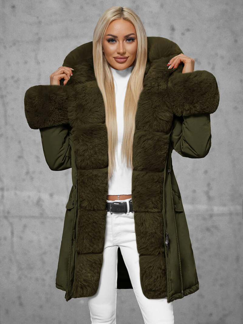 Γυναικείο χειμερινό μπουφάν Πράσινος OZONEE JS/16M9062/136Z