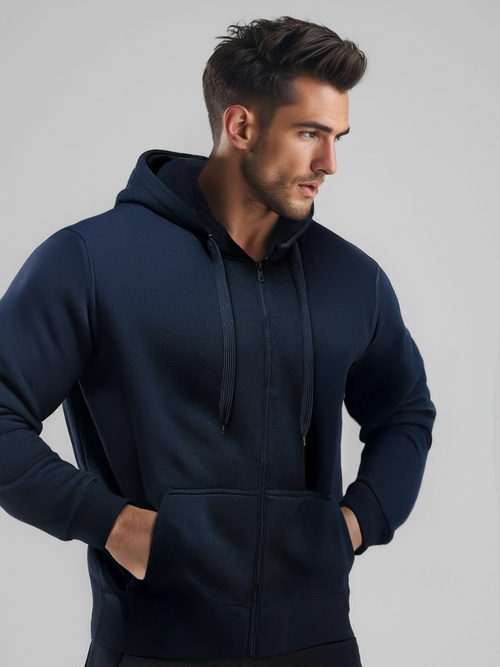 Ανδρικό Φούτερ με Κουκούλα σκούρο-ναυτικό μπλε OZONEE JS/2008