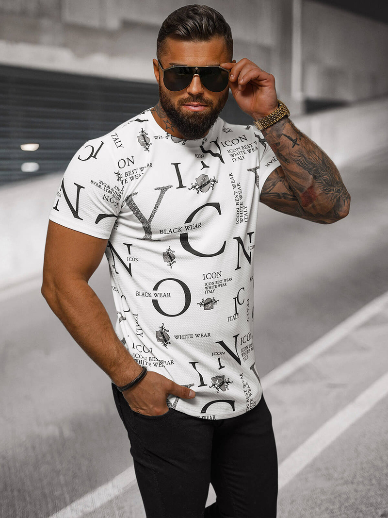 Ανδρικό μπλουζάκι λευκό OZONEE O/T6482