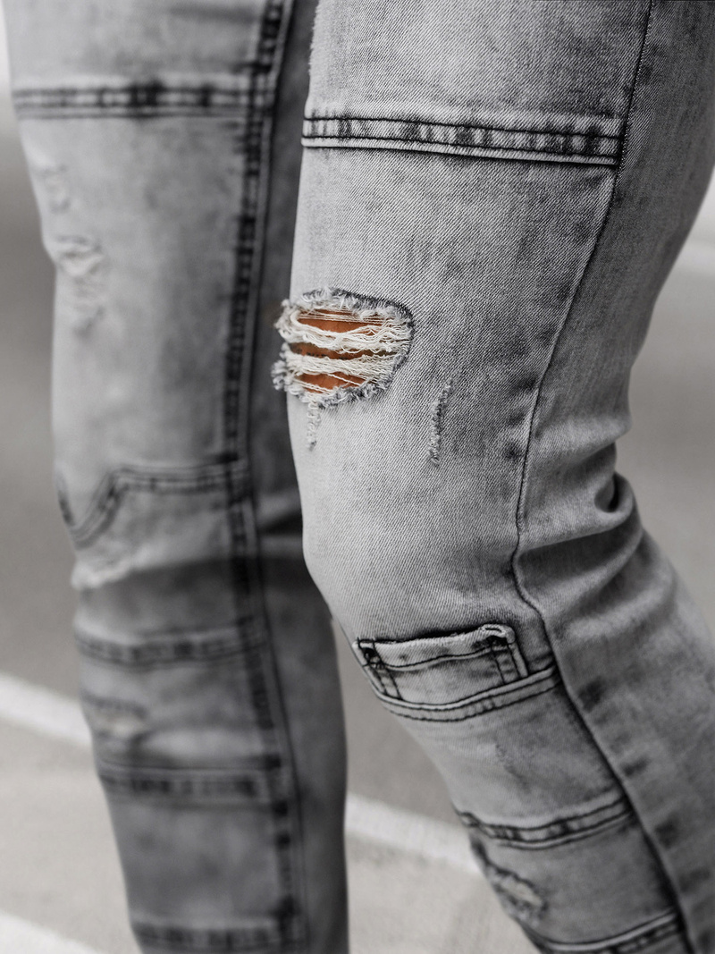 Ανδρικό τζιν παντελόνι γραφίτη OZONEE NB/MP0163N